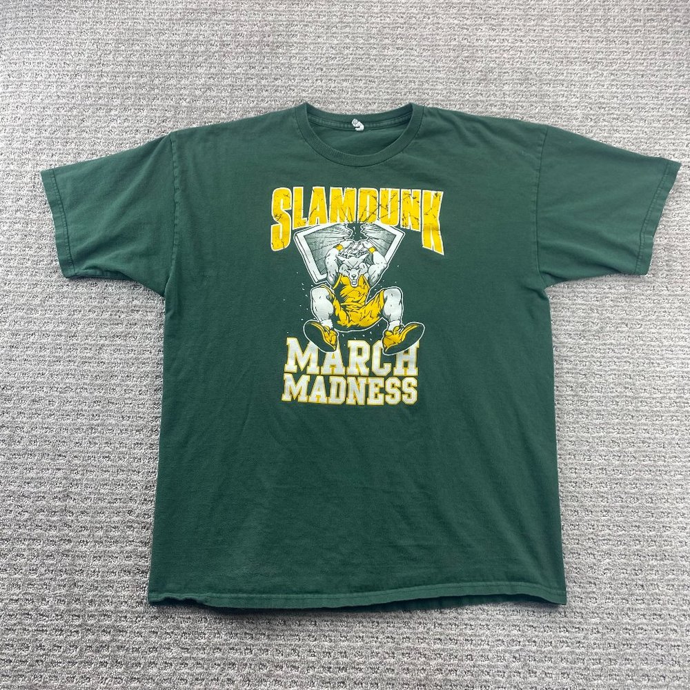 Slam Dunk March Madness Shirt Men Extra Large XL Green Basketball T-Shirt Y2K